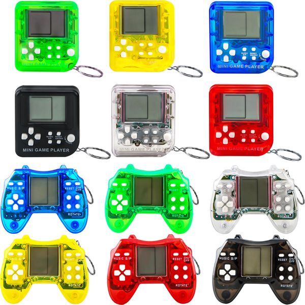 12 Pcs Video Game Keychain Mini Square Video Game Keyring Multicolors Handheld Game Key Chain for School Birthday Party Favor Supplies Gift Bag Filler (Color Style 1)