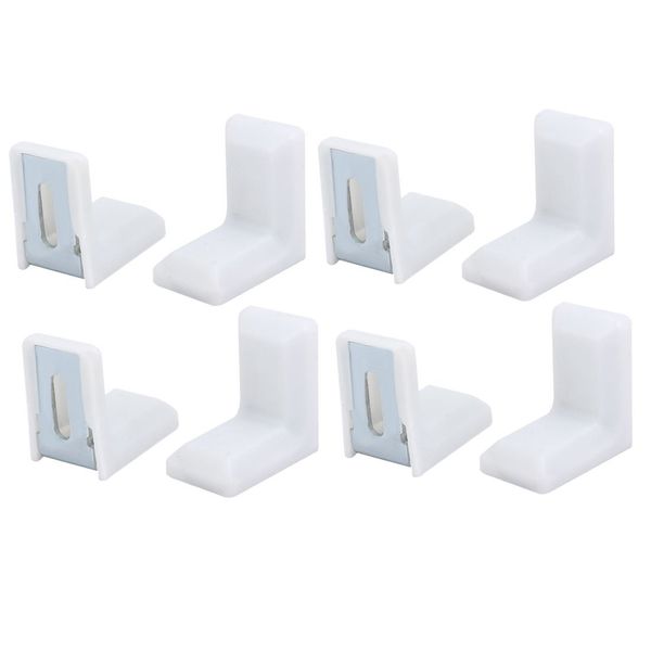 uxcell Metal Plastic White Silver Tone Corner Brace Angle Brackets 8pcs