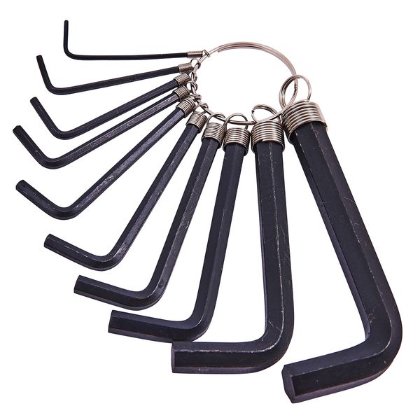 Amtech I8750C Hex Key Set, 10 Assorted Anti-Rust Hex Keys, Supplied on Handy Keyring, Sizes 1.5, 2, 2.5, 3, 3.5, 4, 5, 6, 8, and 10mm