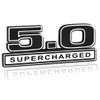 Supercharger 5.0 Liter Supercharged Engine Chrome & Black Emblem Logo - 5" Long