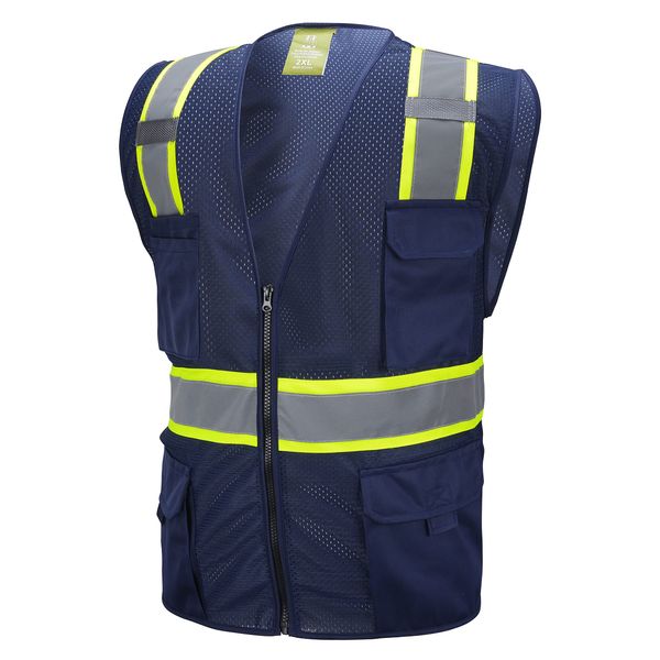 CAL PACIFIC Navy Two Tones Safety Vest,With Multi-Pocket Tool (XL)