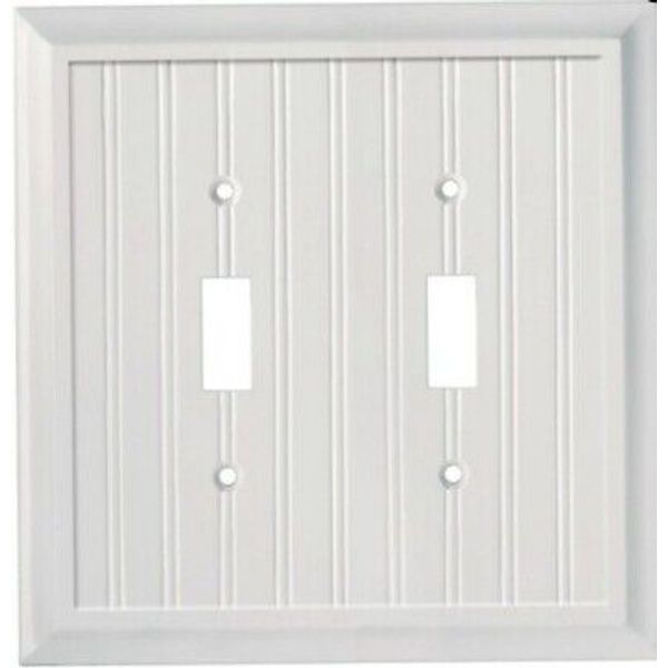 Elumina Cape Cod White Wood Wallplate, 2 Toggles