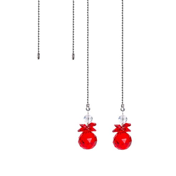 Crystal Ceiling Fan Pull Chains Hanging Pendants Prism Pack Of 2 Red