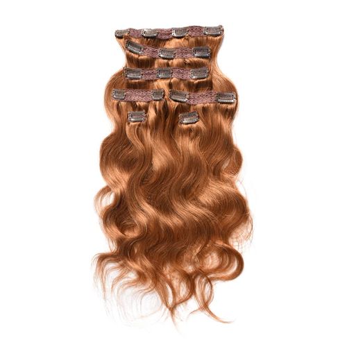 viviaBella Copper Red Body Wave Clip in Hair Extensions 18" Human Hair Brazilian Virgin Hair Double Weft 7 Pcs/lot 120g/set 16 Clips (120g 18", Copper Red)