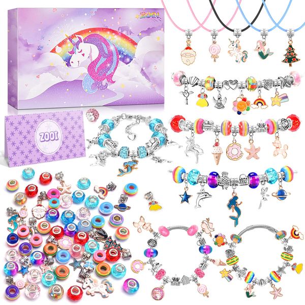 ZOOI Bracelet Making Kit for Girls, Girls Toys Age 6-8, Arts and Crafts for Kids Ages 8-12, Gifts for 10 Year Old Girl, Jewelry Making Kit for Girls, Gifts for Teen Girls, Gifts for Girls Age 8-10