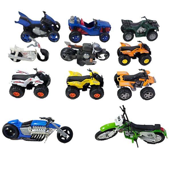 Toy Motorcycle Lot of 11 ATV Quad Diecast Plastic SpiderMan Kawasaki Hot Wheels