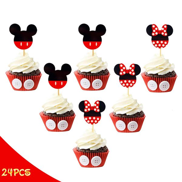 Mickey Minnie Party Supplies Mouse Theme Cupcake Toppers Picks for Baby Shower Kids Birthday Wedding Party Decorations