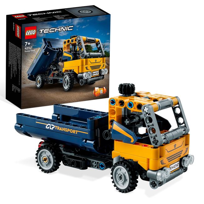 LEGO 42147 Technic Kipplaster Spielzeug, 2in1-Set mit Konstruktions-Modell und Bagger-Spielzeug, technisches Geschenk für Jungen und Mädchen ab 7 Jahre