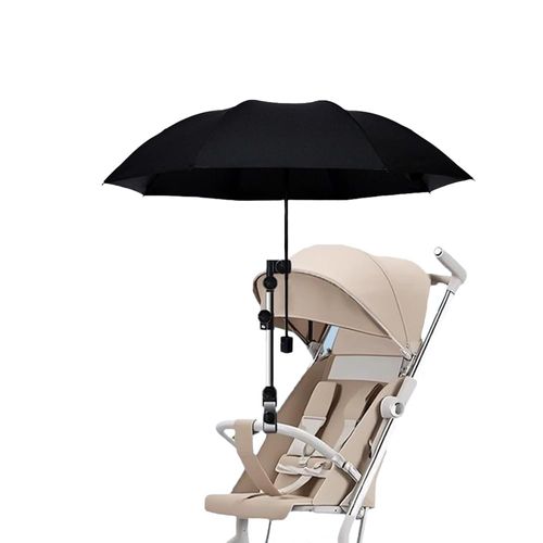 Nakazawa Stroller Umbrella With Adjustable Universal Clamp,Clip On Umbrella With Clip On UPF 50+ Great for Pushchair,Strollers，Beach Chair（Black）