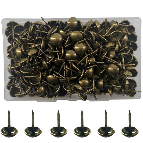 Yosawo 200Pcs Furniture Decorative Tacks Upholstery Tacks Pins Thumb Tack Stud Tacks Push Pins（Bronze）