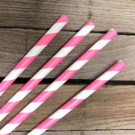 Sustainable Paper Straws Rings Pink 7.75 Inches 100 Count Box