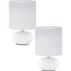 2 Pack -Table Lamp-Colour White-White Fabric Shade-in Line Switch-Bulb E14-1x40W - Side Console Free Standing Base Bedside Task Base Set