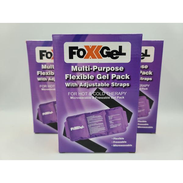 3 Pack Hot & Cold Multi Purpose Flexible Gel Pack with Adjustable Straps ~ for Hot or Cold Therapy