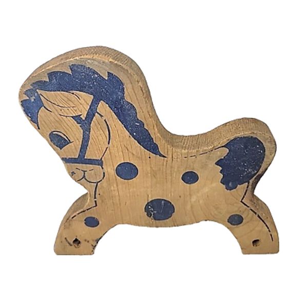 Wooden Pull Toy Horse Printed 40’s-50’s Antique Vintage