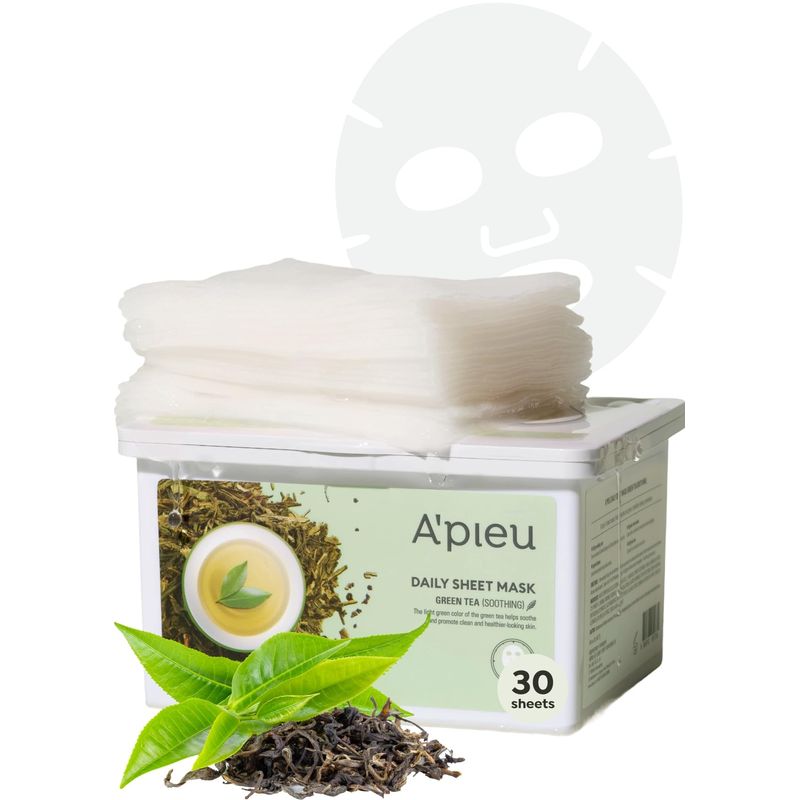 A'PIEU Daily Sheet Mask (Green Tea) - Moisturizing Korean Face Masks ...