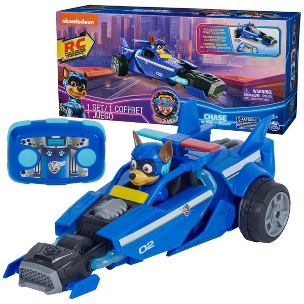 Paw Patrol: The Mighty Movie, Remote Control Car with Molded Mighty Pups Chase, Kids Toys for Boys & Girls 3+