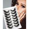 Lashes 20mm Fluffy False Eyelashes Thick Volume Dramatic Cat Eye Lashes 7 Pairs Long Strip Wispy Lashes Pack
