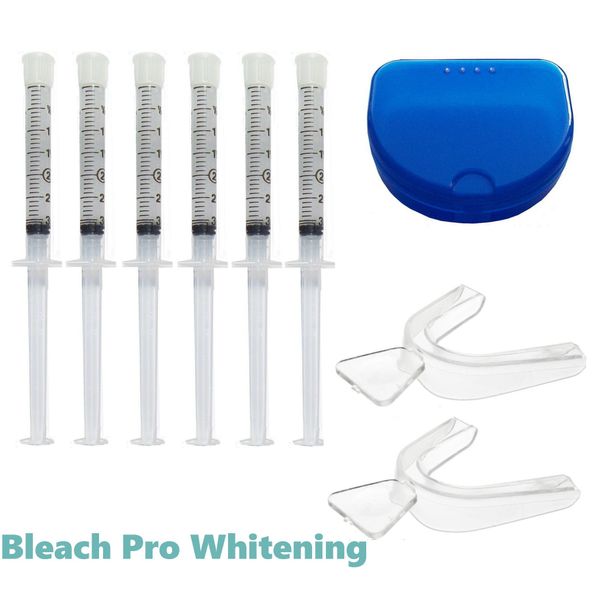 Teeth Whitening Kit 35% Carbamide Peroxide, 6 Tooth Bleaching Gel Syringe Dispensers, 2 Thermo Forming Dental Trays with Storage Case