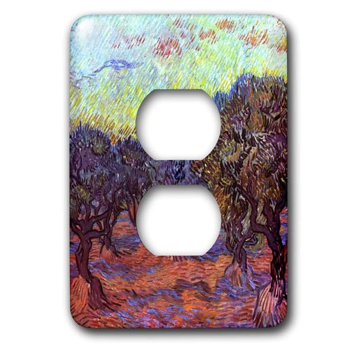 3dRose VintageChest – Masterpieces - van Gogh - Olive Grove - 2 plug outlet cover (lsp_303193_6)