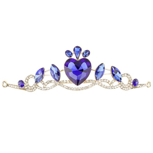 CAVETEE Birthday Crown for Women,Birthday Princess Tiara Royal Blue Happy Birthday Girl Crown Birthday Decorations for Women Girls