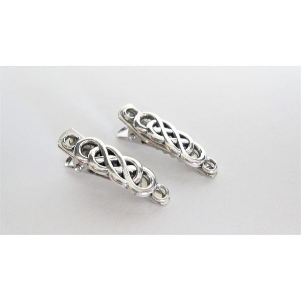 Generic 2 extra tiny small silver metal celtic knot alligator hair clip for fine thin (Size: 1.38)