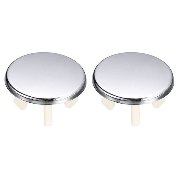 uxcell 2pcs Sink Trim Overflow Cover Sink Overflooring 25.4mm Bathroom Kitchen Lavatory Drain Cover Hole Insert Round Cap Silver