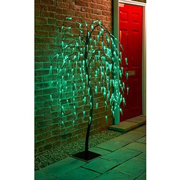 Dual Function 5ft Solar Powered 240 LED Light Tree Weeping Willow Outdoor Garden Pathway Decor.