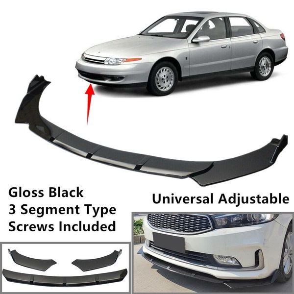 Universal Black 3 Segment Type Fit For Saturn LS 00-04 Front Bumper Lip Spoiler
