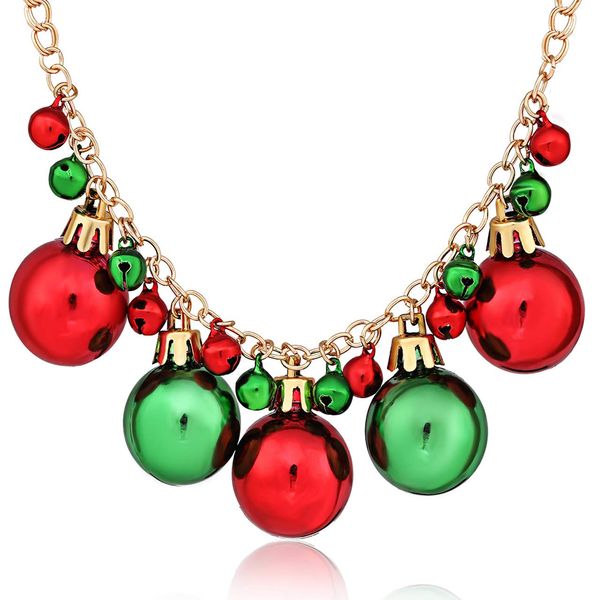 XOCARTIGE Christmas Necklace X-Mas Jingle Bell Necklaces Present Bow Pendant Necklace Present for Women Girls (D Xmas Ball)