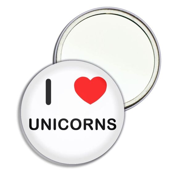 I Love Unicorns - 77mm Round Compact Mirror