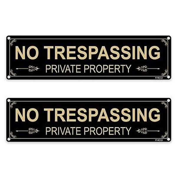 2-Pack Private Property No Trespassing Signs 12x3 Inch Rust Free Aluminum Eas...