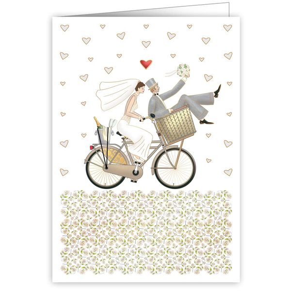 Quire Collections Card Wedding Bicycle,White/Gold,115 x 163mm