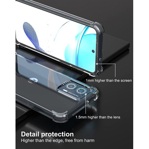 PIXFAB For Motorola E22 Clear Case, Shockproof [Ultra Slim] Scratch Resistant Gel Rubber Silicone [Protective Case] Phone Cover and [2 Pack] Tempered Glass Screen Protector For Motorola Moto E22