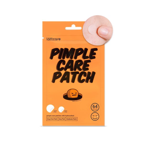 lattcare Pimple Care Patches | Hydrocolloid Acne Patches | Acne Spot Treatment for Blemishes and Zit | Vegan, Cruelty Free Patches | Two Sizes 12mm & 9mm (64 Count)