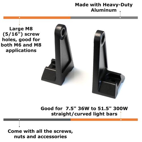 iJDMTOY Universal Fit Side Brackets Compatible with Mounting Double Row Straight or Curve LED Light Bar (Most 20 30 40 42 50 52 Inches)