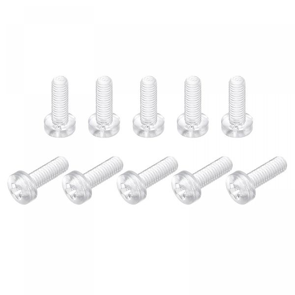 sourcing map M3x10mm Plastic Phillips Bolts 100pcs PC Pan Head Machine Screws Transparent