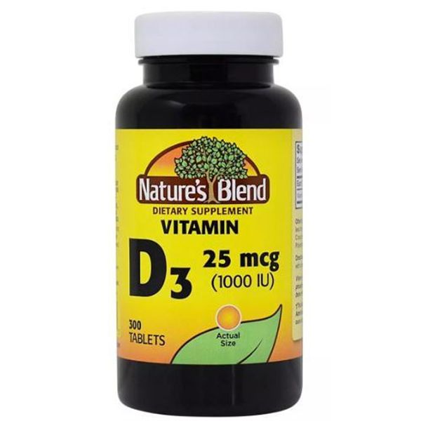Vitamin D3 25mcg (1000IU) 300 Tabs By Nature's Blend