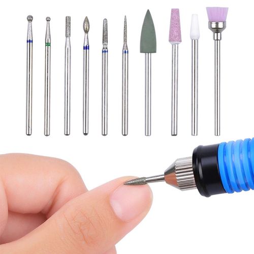 Nail Drill Bits Set,10pcs Electric Nail Drill Kit 3/32 Inch Professional Drill Bits for Nails Cuticle Remover for Acrylic Electric Manicure Pedicure Nail File Machine