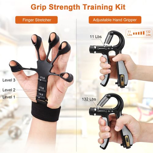 Hand Grip Strengthener -Adjustable Hand Exerciser and Finger Stretcher - Grip Strength Trainer for Muscle Building, HandTherapy and Recovery - Relieve Pain for Arthritis