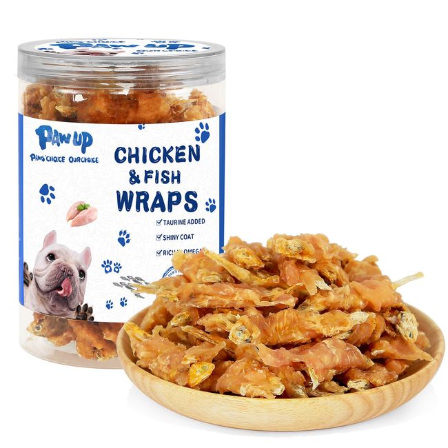 PAWUP Dog Treats Chicken & Fish, High in Protein and Omega-3, for Large Small Dogs, 10.5 oz