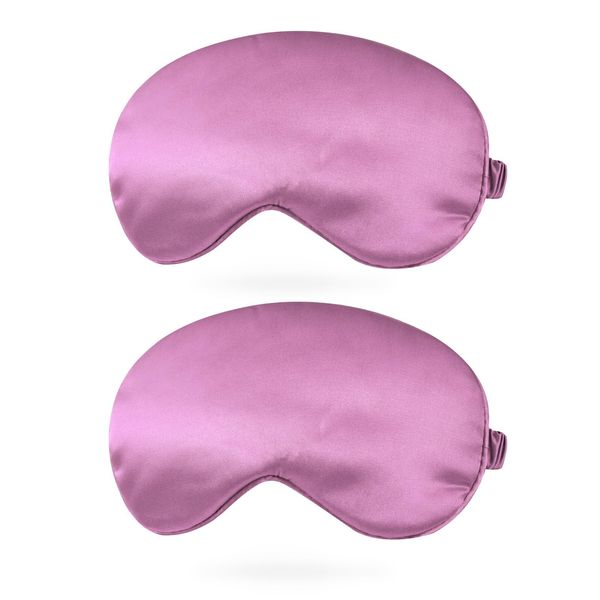 PATIKIL Silk Eye Mask Set of 2 Soft Satin Fabric Eye Protection Black Out Eye Cover for Side Sleeping with Elastic Strap for Women Men Travel Purple