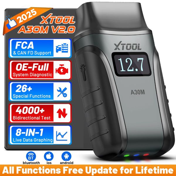 XTOOL A30M V2.0 Full System Bluetooth Diagnostic Tool Bidirectional Scanner FCA