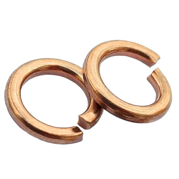 NACX M6 Copper Split Lock Spring Washer, Spring Lock Washer Elastic Gasket for Screws Bolts Nuts, 40Pcs