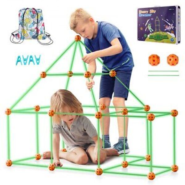 For Kids In The Dark Tent Fort Building Kit 85 Pieces STEM Construction Toy