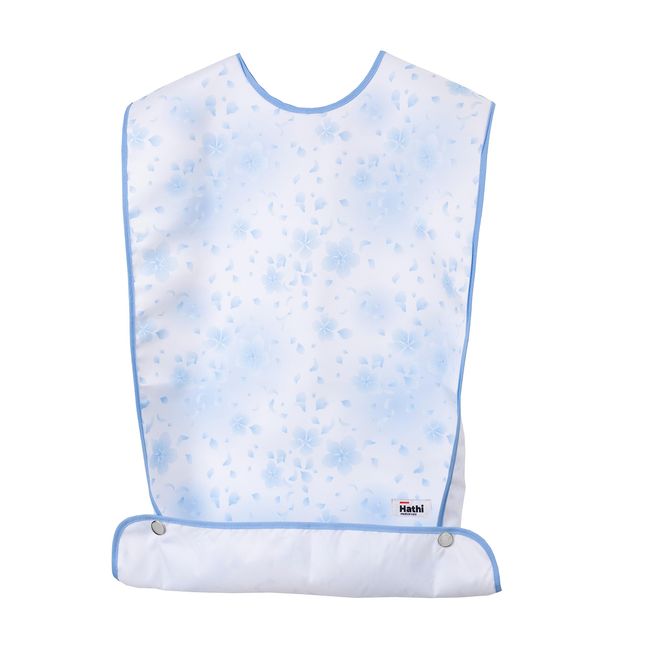 [Hathi] [Spill-proof Apron] Nursing Apron, Meal Apron, Nursing Care, Waterproof Apron, Nano Water Repellent, Highly Durable, Specialty Shop for Medical Care Products, blue (flower)