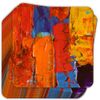 3.5 Inch Soft Square Coasters Art (x8)- Multi Colored Canvas Painting