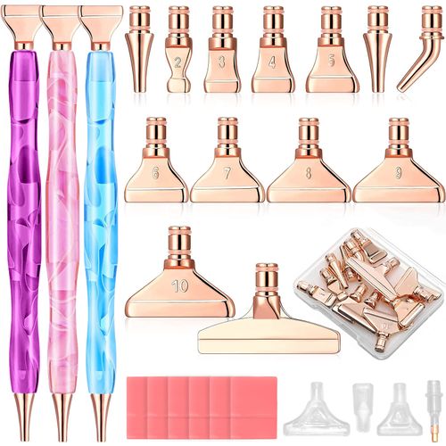ZYNERY 40 PCS Diamond Painting Pens Kit, 13 PCS Stainless Steel Tips for Diamond Painting Accessories with 12 Clay, Diamond Art Pens 5D Diamond Painting Tools for DIY Craft (Rose Gold)
