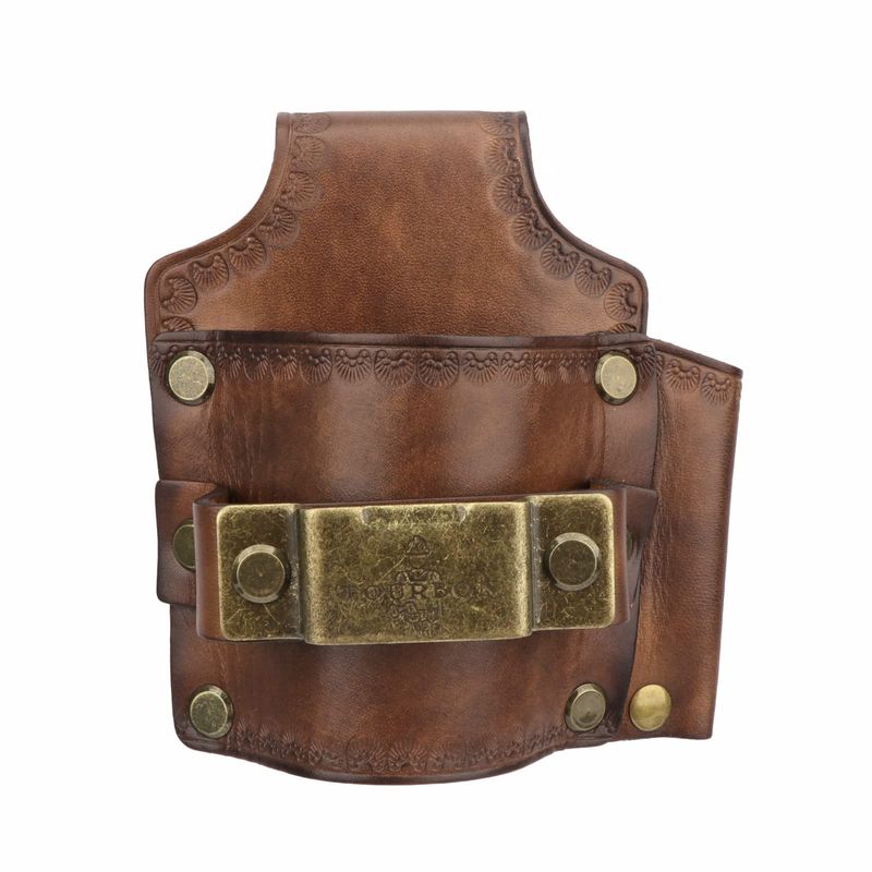 TOURBON Leather Tool Holster – Belt Loop Holder For Hammer, Tape Measure, Pencil, Screwdriver – Fits Up To 2” Belt, Rivet Reinforced