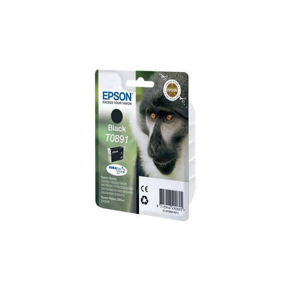 Epson Original T0891 Affe, wisch- und wasserfeste Tinte (Singlepack) schwarz