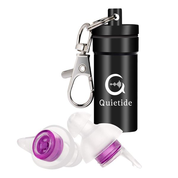 Quietide Q4 State-of-the-Art Sleep Earplugs, Soundproofing, Noise Insulation Value 31 dB, Airplanes, Work, Studying, Washable, Reusable, Carrying Case Included, Japanese Instruction Manual Included (English Language Not Guaranteed), Purple